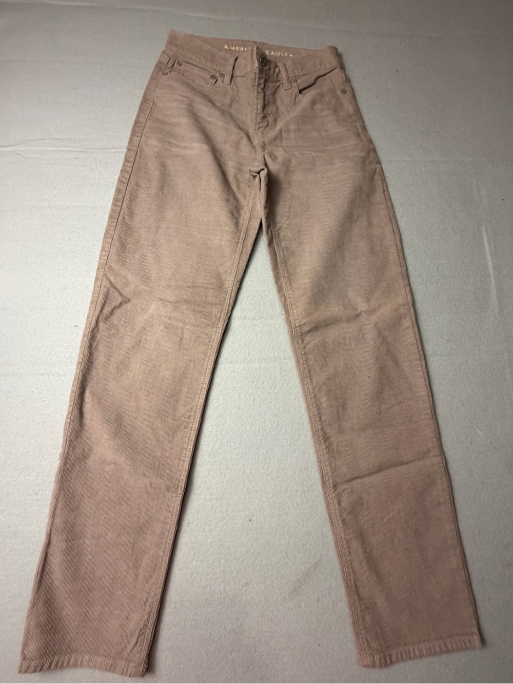American Eagle Outfitters Straight-Leg Pants in Taupe Corduroy 0